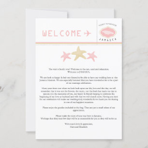 Starfish rosa Dourado Jamaica Wedding Carta Bem-vi