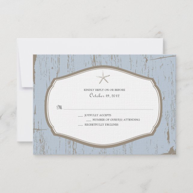 Starfish Rustic Beach Weding RSVP (Frente)