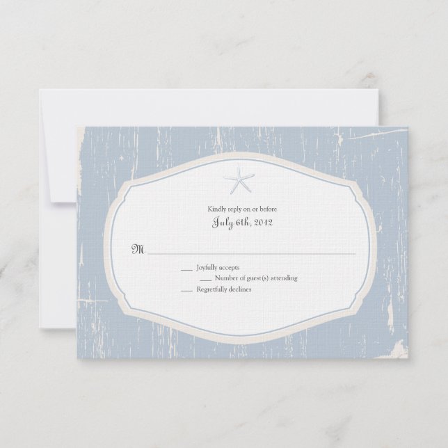 Starfish Rustic Beach Weding RSVP (Frente)