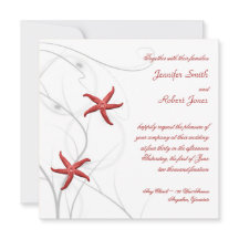 Starfish Vermelho com Convite para Casamento de Si