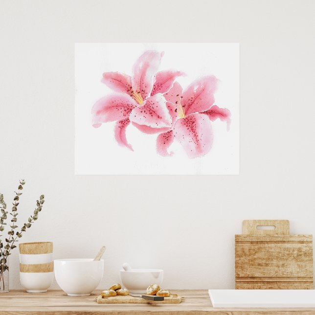 Stargazer Lily Watercolor Poster (Cozinha)