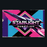 Starlight Rebellion Retro Pop Cultura Poster de 80<br><div class="desc">Starlight Rebellion Retro Pop Culture poster de filmes no estilo Poster de 80s para um filme ficcional de ficção científica, com gradientes de neon, formas geométricas e uma espaçonave brilhante. Título: Starlight Rebellion. Inclui bordas com afalso sofrimento para apelação de safra." Na MadreEagle Inspira, misturamos o poder da poesia que...</div>
