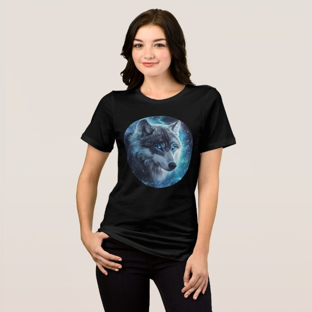 Starlit Blue-Eyed Wolf Galaxy Print (Frente Completa)