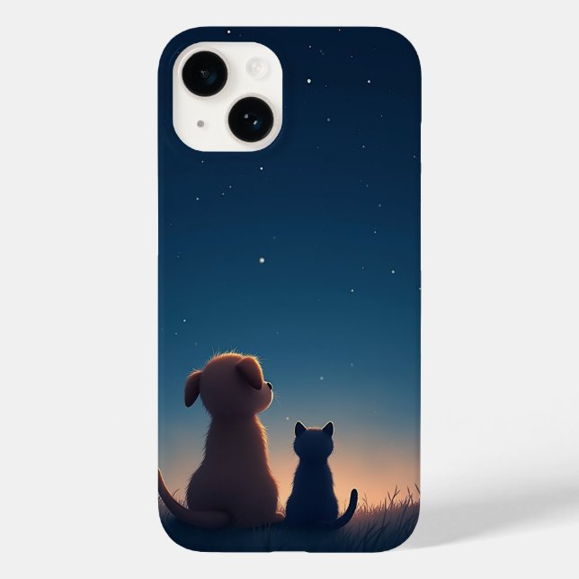 Starlit Puppy & Kitten iPhone 14 Case (Verso)