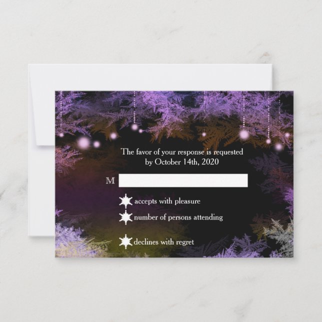 Starry Evening Forest Purple Weding RSVP (Frente)