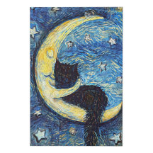 Starry Night Black Cat - Van Gogh