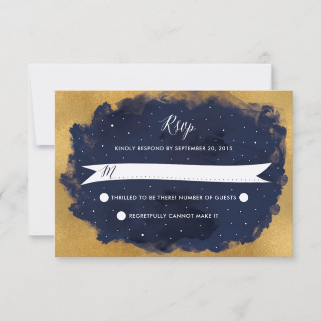 Starry Night Celestial Star Weding RSVP (Frente)