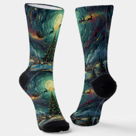 Starry Night Christmas Socks Sustainable Van Gogh