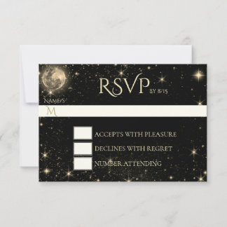 Starry Night com placa RSVP Dourada da Lua