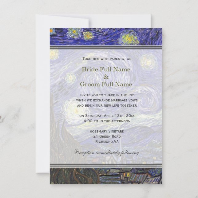 Starry Night, famoso convite para casamento de art (Frente)