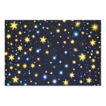 Starry Night Glow Matte Wrapping Paper Set of 3