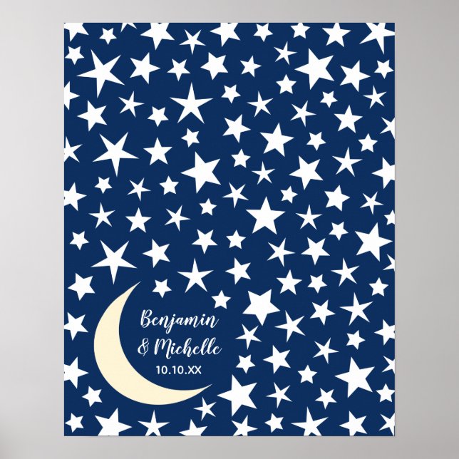 Starry Night Guest Book Poster - 100 Espaços (Frente)