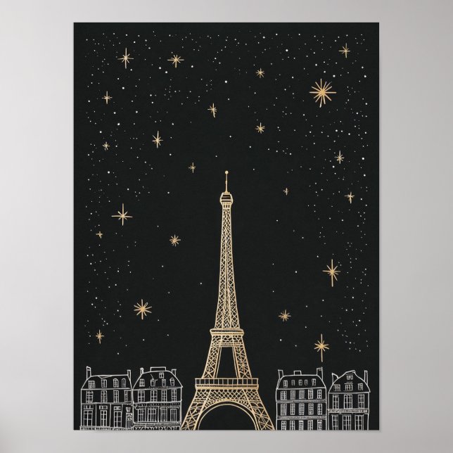 Starry Night I Paris Eiffel Tower Poster (Frente)