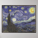Starry Night Impressão<br><div class="desc">Vincent van Gogh pintou a Noite Estrelada enquanto estava no asilo Santo-Rémy em 1889. O quarto do Vincent no asilo Santo-Rémy olhou para o céu leste. Ele pintou a Noite Estrelada como uma vista panorâmica se espalhando a uma distância quase infinita sob um céu tumultuoso em chamas com estrelas.</div>