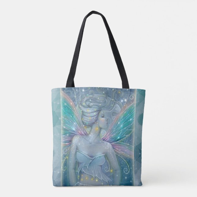 Starry Night Mystical Fairy Fantasy Art Tote Bag (Verso)
