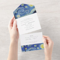 Starry Night Old Painting Convite para casamento