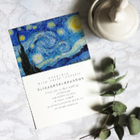 Starry Night Old Painting Convite para casamento