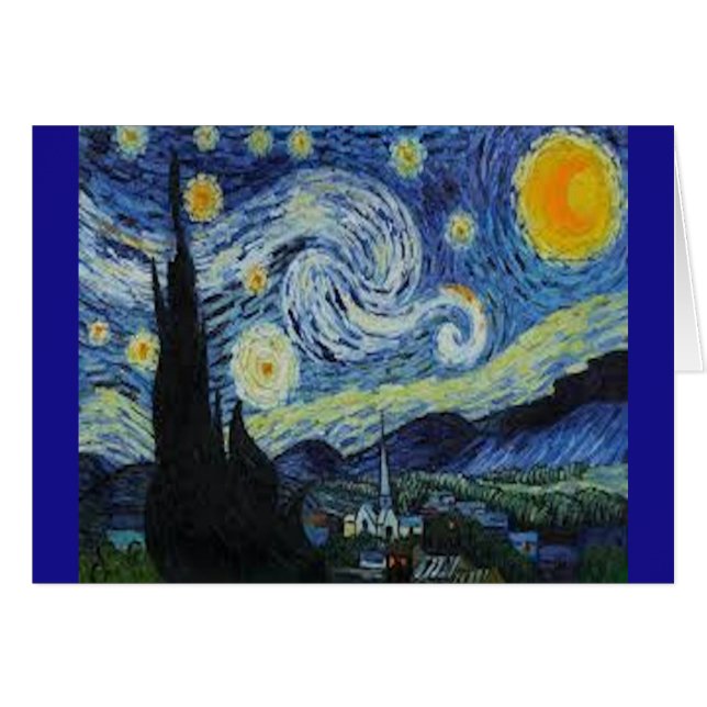 Starry Night por Van Gogh - Cartão e envelope (Frente Horizontal)