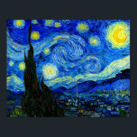 Starry Night por Van Gogh Fine Art Poster<br><div class="desc">Vincent van Gogh - Starry Night pintado na Rua Remy,  França em 1889,  Impressão de Belas Artes. Esta imagem foi digitalmente aprimorada para restaurar as cores originais,  brilhantes e ousadas - um presente perfeito para qualquer amante de arte!</div>