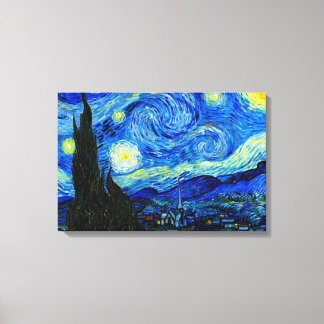 Starry Night por Van Gogh Triple Panel Canvas Prin