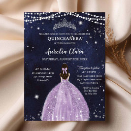Starry Night Purple Lilac Quinceañera Convite