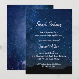 Starry Night Sweet 16 Meninos convite noturno