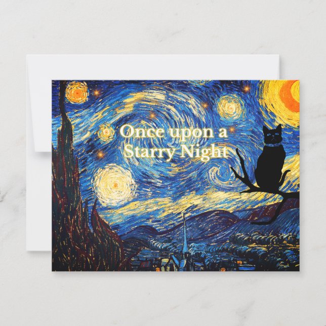 Starry Night Vincent van Gogh Cat - Cartão de Saud (Frente)