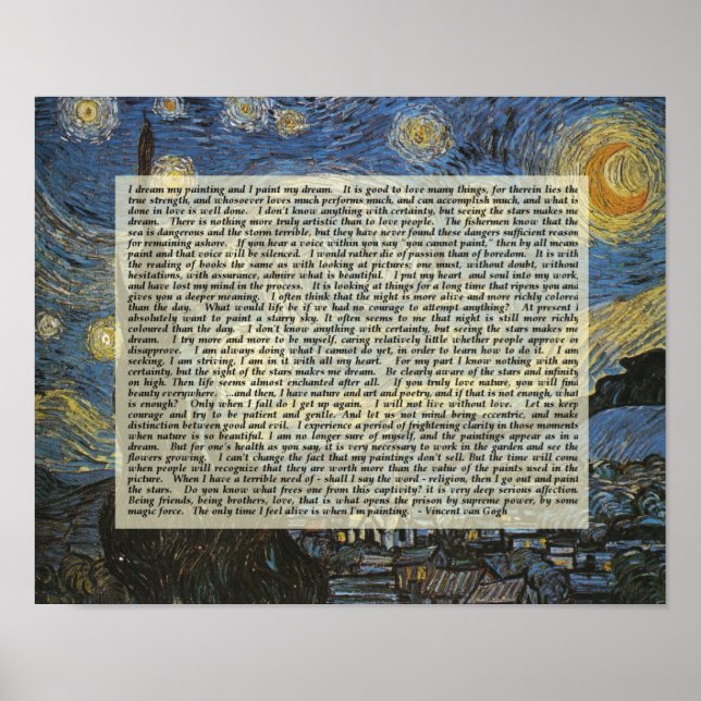 Starry Night Vincent's Words Artist Impressão (Frente)