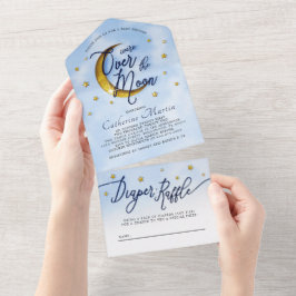 Starry Over The Moon Blue Dourado Baby Boy Chá