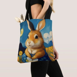 Starry Primavera Bunny Tote Bag