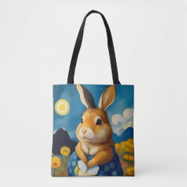 Starry Primavera Bunny Tote Bag