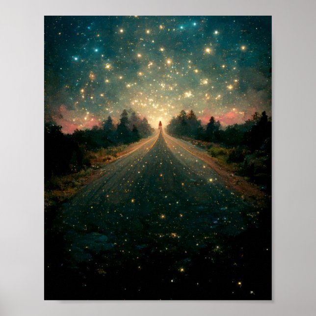 Starry Road Fantasy Landscape Sci-Fi Poster (Frente)
