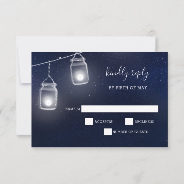Starry sky mason jars convites para casamento rsvp (Frente)