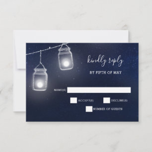Starry sky mason jars convites para casamento rsvp