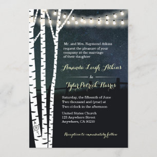 Starry String Light Birch Tree Casamento Convites