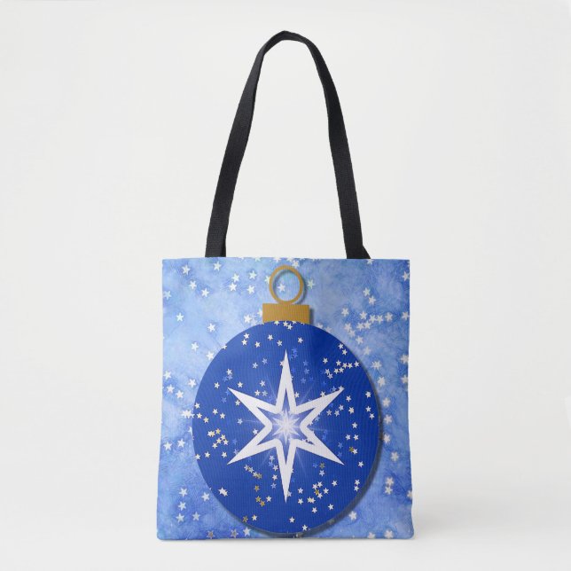 Stars Blue Ornament Art Bolsa (Frente)