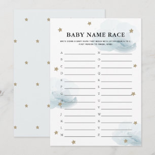 Stars & Clouds Bebê Nome Race Chá Cartão