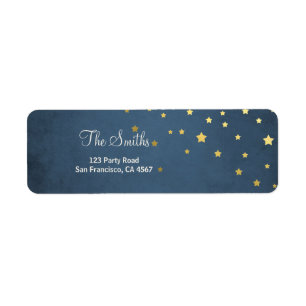 Stars Moon Address Etiquetas Dourado Chá de fralda