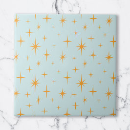 Stars Pattern Meio século Moderno Laranja Aqua