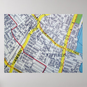 Staten Island, poster do mapa do vintage de NY
