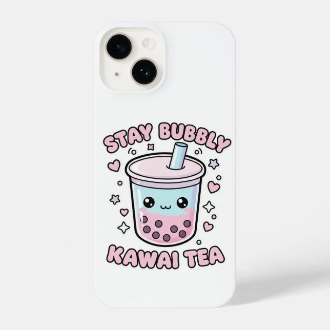 Stay Bubbly Kawaii Tea Cute Boba Bubble Tea White (Verso)