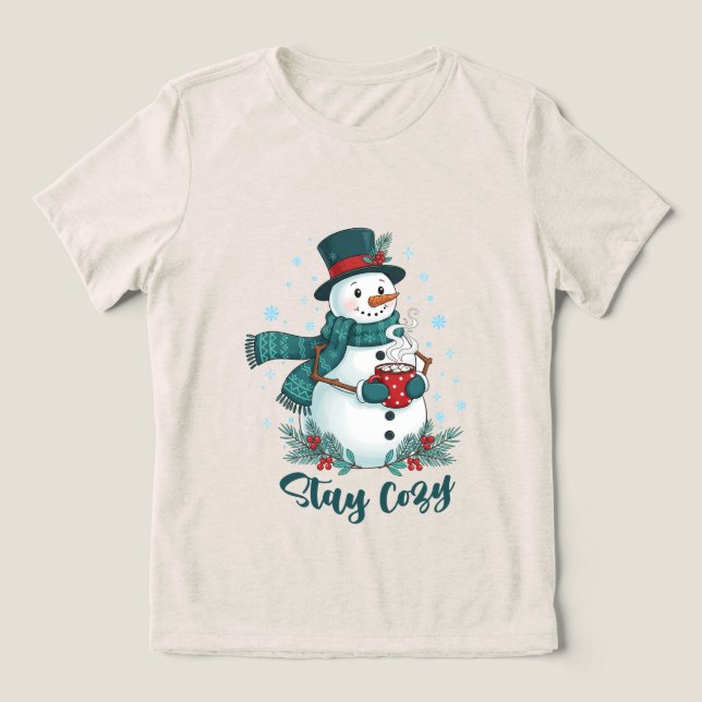 Stay Cozy Winter Snowman With Hot Cocoa (Design frontal)