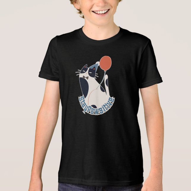 Stay Pawsitive Youth Tri-blend Tuxedo Cat Birthday (Frente)