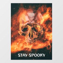 Stay Spooky. Flaming skull in space