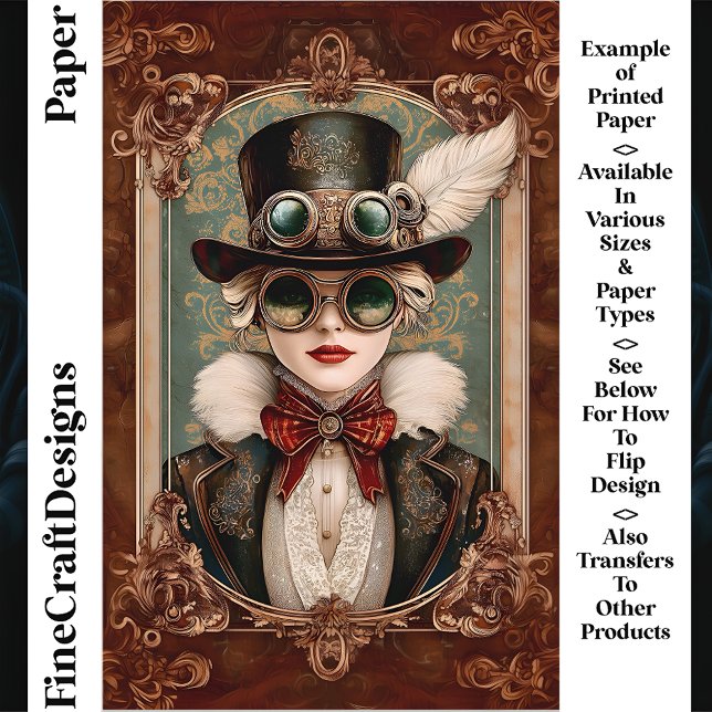Steampunk / Art Nouveau Mulher CM8 Scrapbook Paper (Criador carregado)