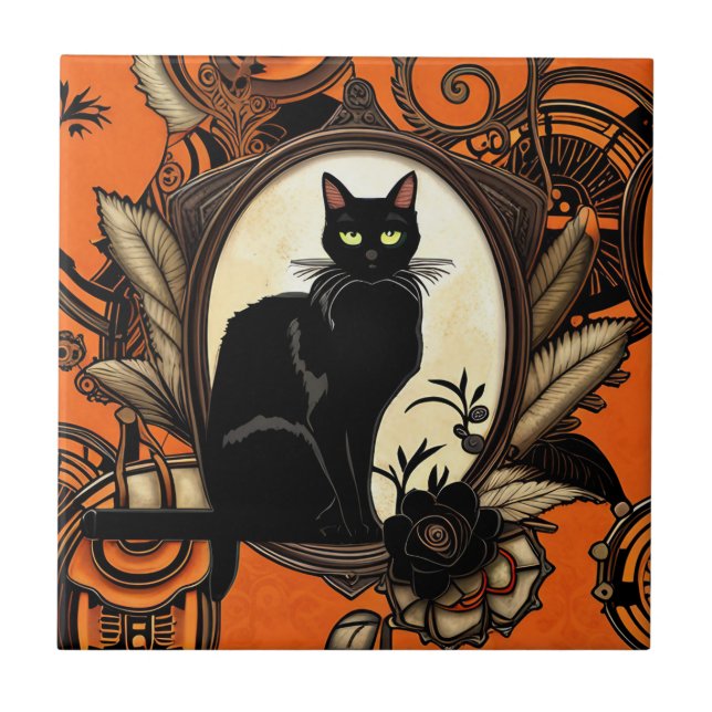 Steampunk Black Cat Halloween (Frente)