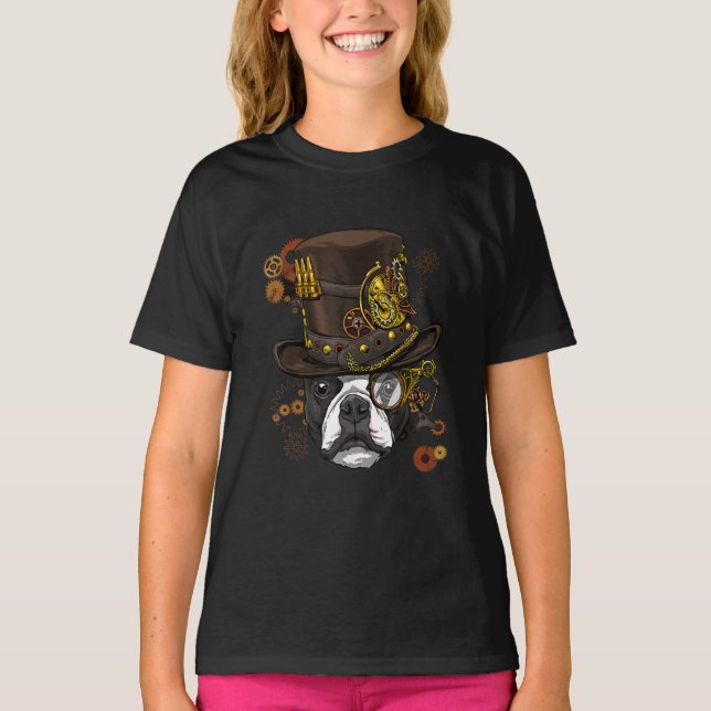 Steampunk Boston Terrier Camiseta de cão Steampunk (Frente)