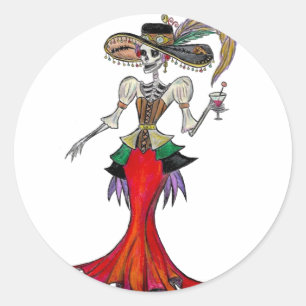 Steampunk Catrina, etiqueta de Diâmetro de los