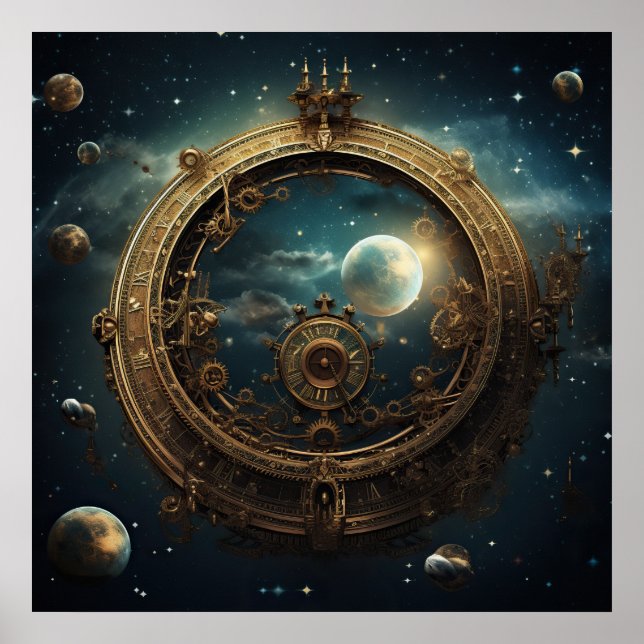 Steampunk Celestial Art Poster (Frente)