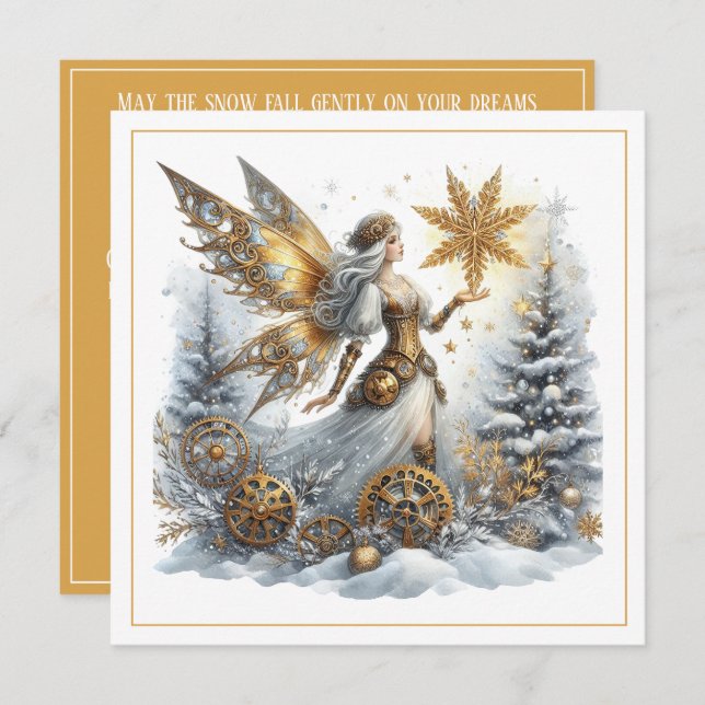 Steampunk Christmas – Golden Fairy with Snowflake  (Frente/Verso)
